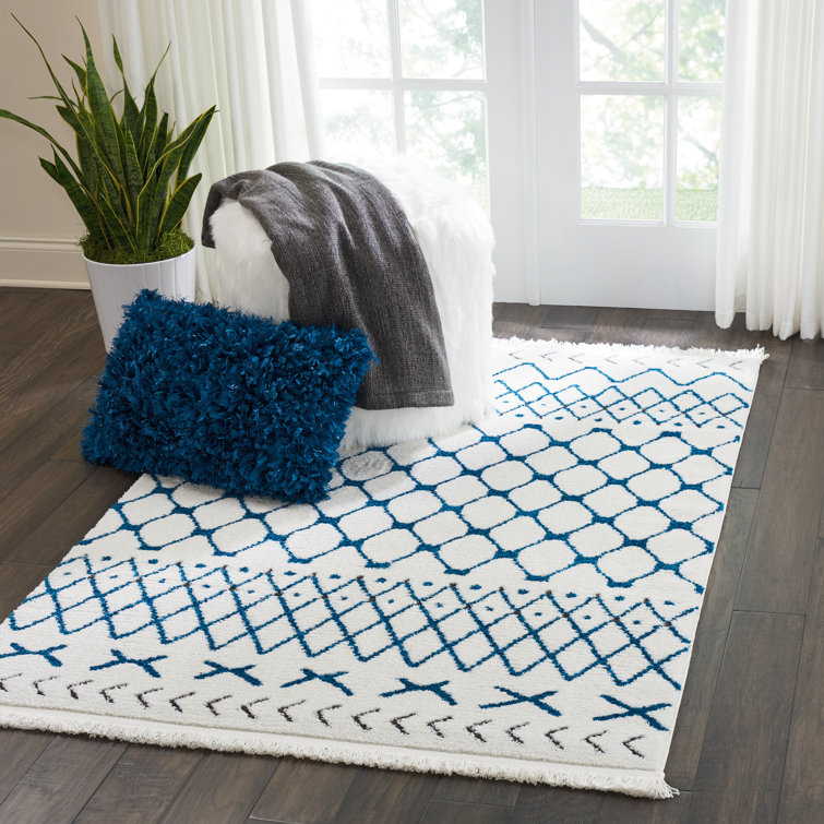Bloomsbury Market Beacham White/Blue Rug & Reviews Wayfair.co.uk